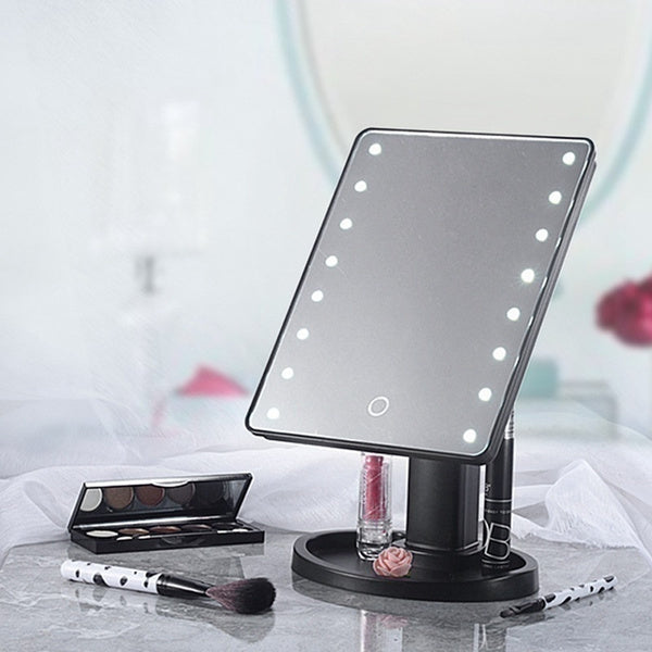 16 LED Touch Vanity Makeup Mirror Tabletop Cosmetic light 180° Rotation Tray UK