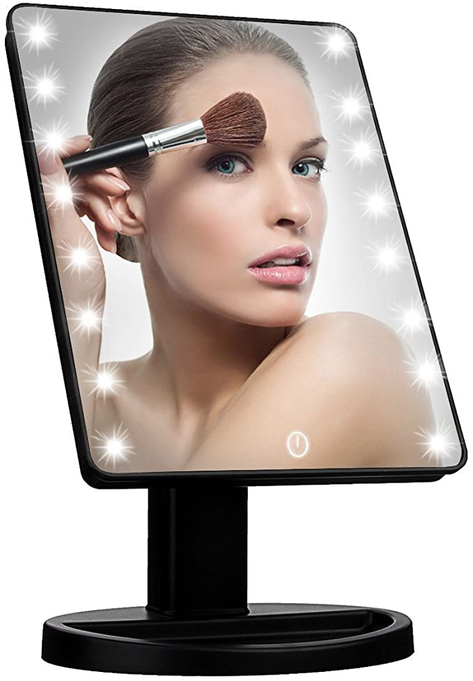 16 LED Touch Vanity Makeup Mirror Tabletop Cosmetic light 180° Rotation Tray UK