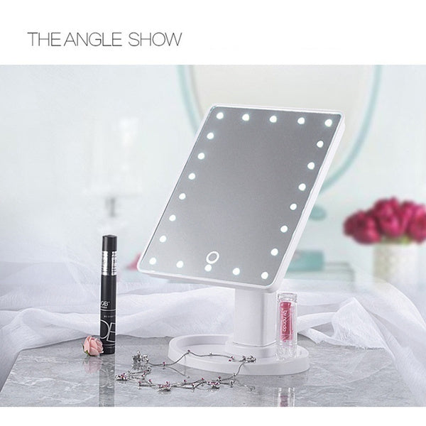 16 LED Touch Vanity Makeup Mirror Tabletop Cosmetic light 180° Rotation Tray UK