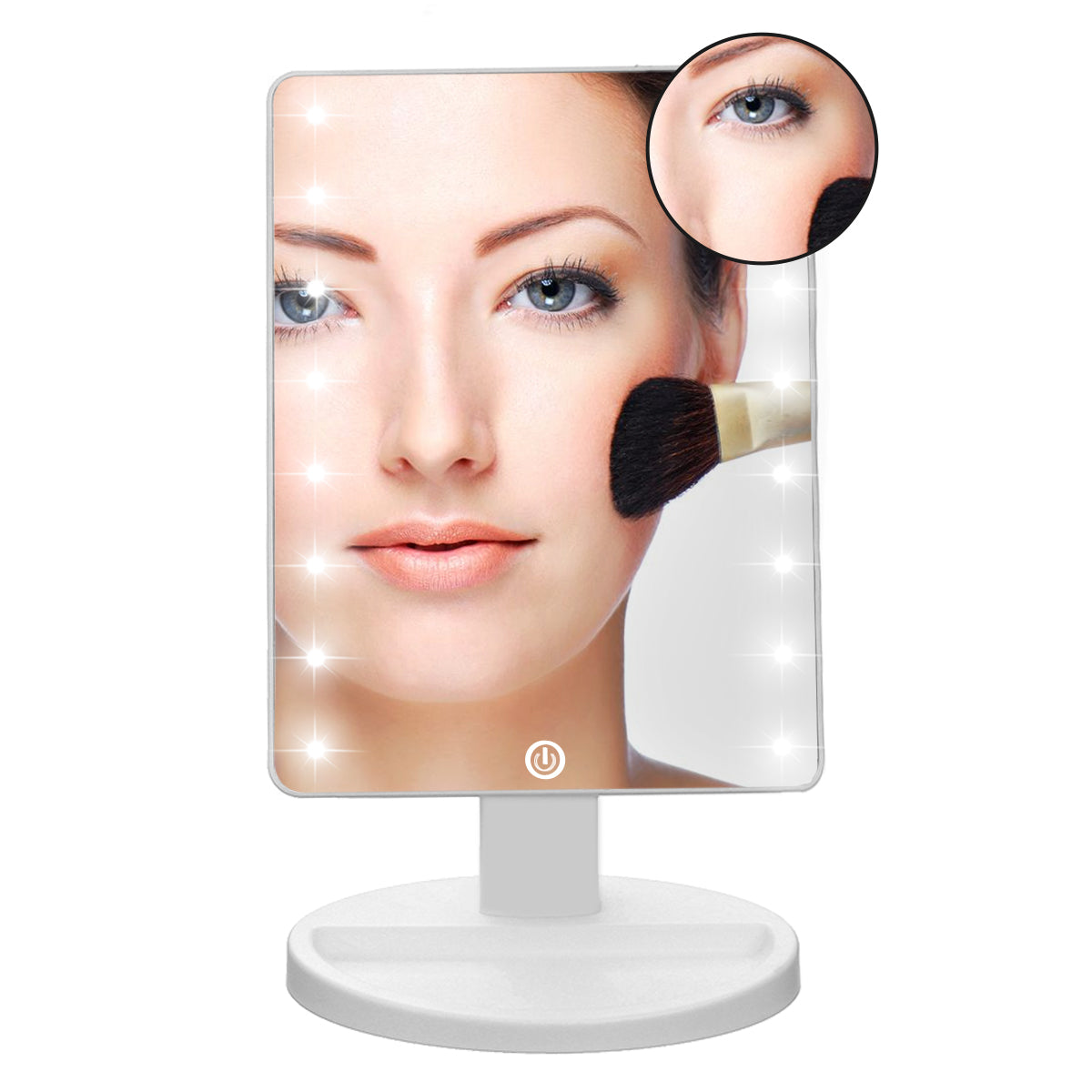 16 LED Touch Vanity Makeup Mirror Tabletop Cosmetic light 180° Rotation Tray UK