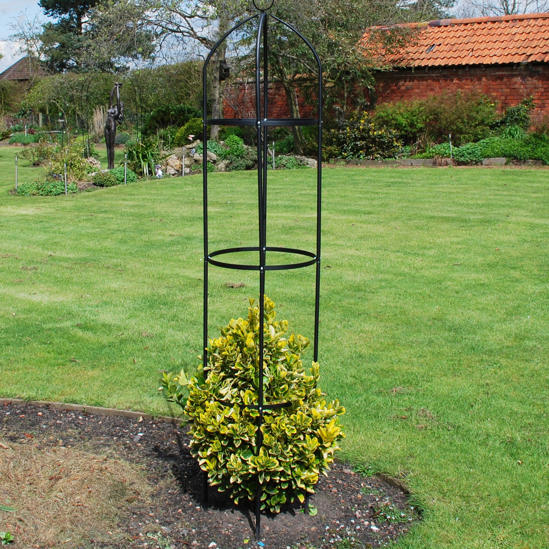 1.9m Garden Obelisk Support Metal Climbing Plant Flowers Steel Frame Structure