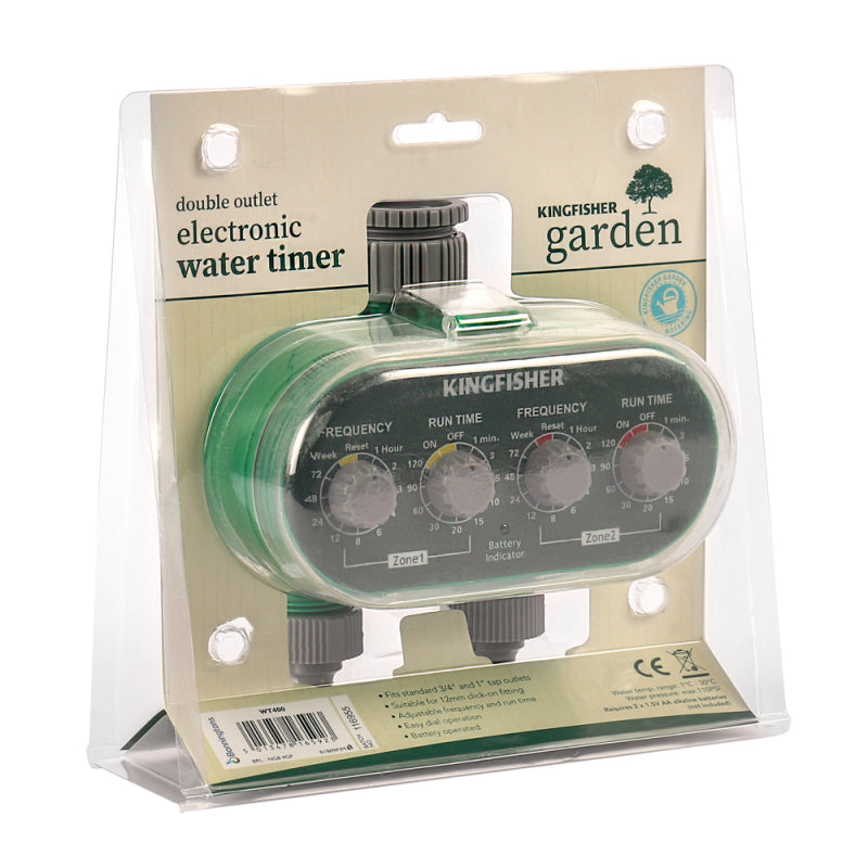 Deluxe Twin Outlet Electric Automatic Electronic Garden Watering Timer Clock Tap