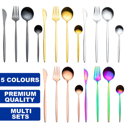 Premium Modern Cutlery Set Finest Quality Polished Stainless Steel 5 Colours