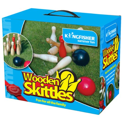 Kingfisher Garden Games Wooden Skittles Game Set Outdoor Summer Family Fun