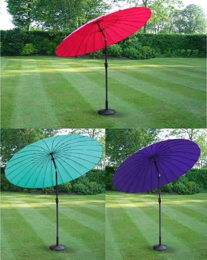 2.6m Powder Coated Parasol Shanghai Umbrella Crank & Tilt Garden Patio Summer