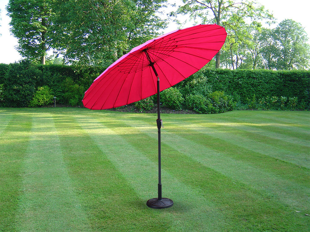 2.6m Powder Coated Parasol Shanghai Umbrella Crank & Tilt Garden Patio Summer