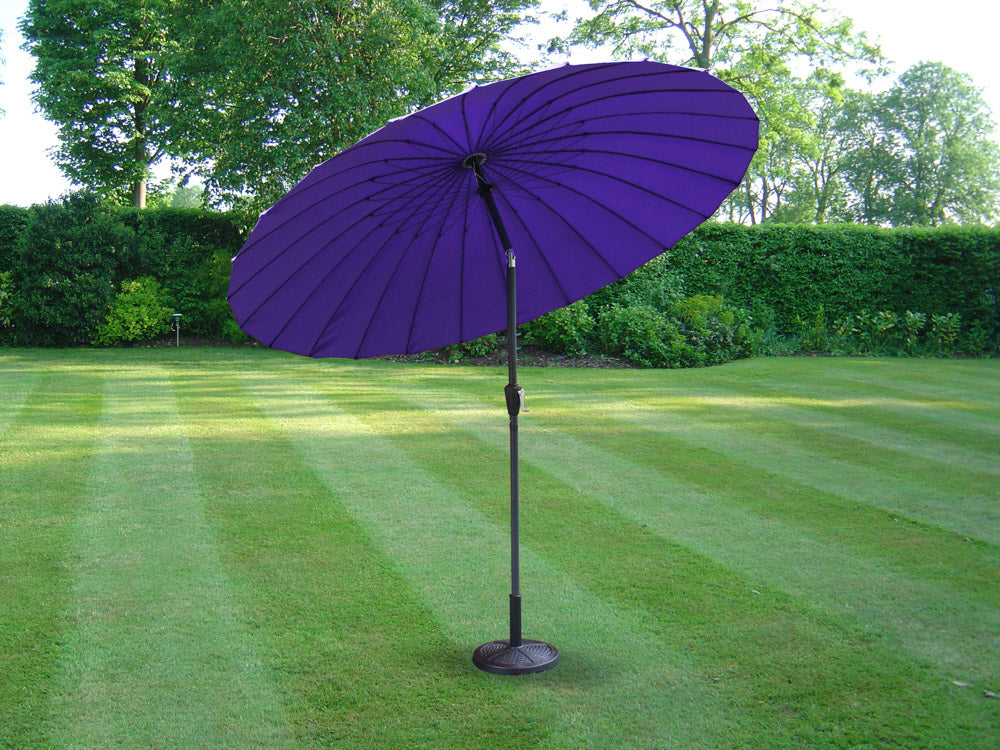 2.6m Powder Coated Parasol Shanghai Umbrella Crank & Tilt Garden Patio Summer