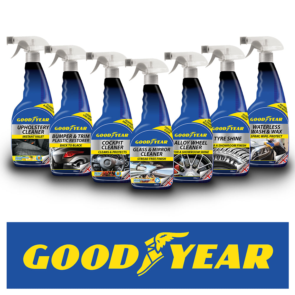 Goodyear Car Cleaning Kit Interior Exterior Wash Wax Polish Tyres Wheel Cockpit