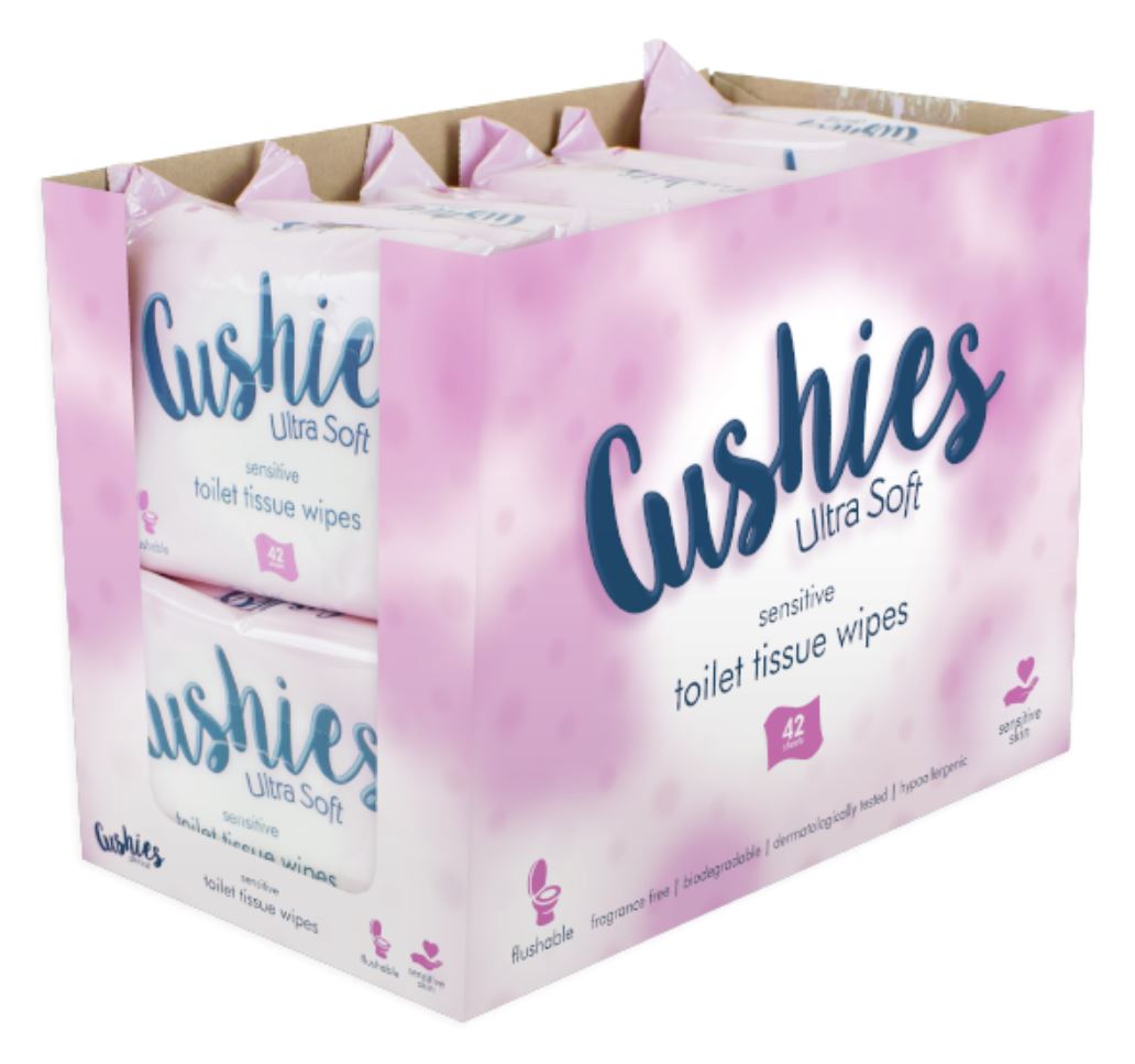 Cushies Ultra Soft Toilet Tissue Wipes Flushable Gentle PH Balance Alcohol Free