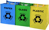 Set of 3 Large Recycling Bags Bin 40L - Paper Glass Plastic Waste Bin Bag Sack