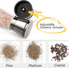 Adjustable Salt & Pepper Grinder Set Stainless Steel Glass Mill Coarse Grinding