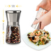 Adjustable Salt & Pepper Grinder Set Stainless Steel Glass Mill Coarse Grinding